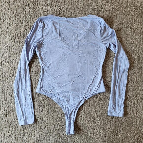 Women’s Long Sleeve V-Neck Bodysuit – Light Blue – NIP – Shaperx - Picture 8 of 12